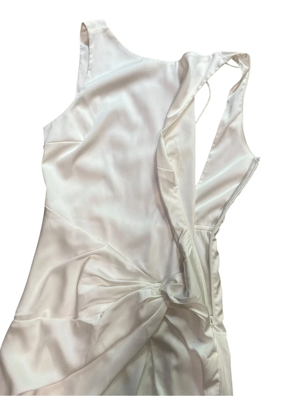 NWT Abercrombie & Fitch White Satin Draped Skirt Maxi Dress S